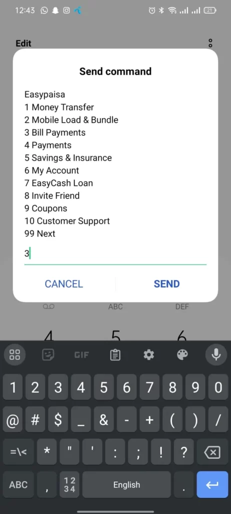 easypaisa Bill payment ussd code